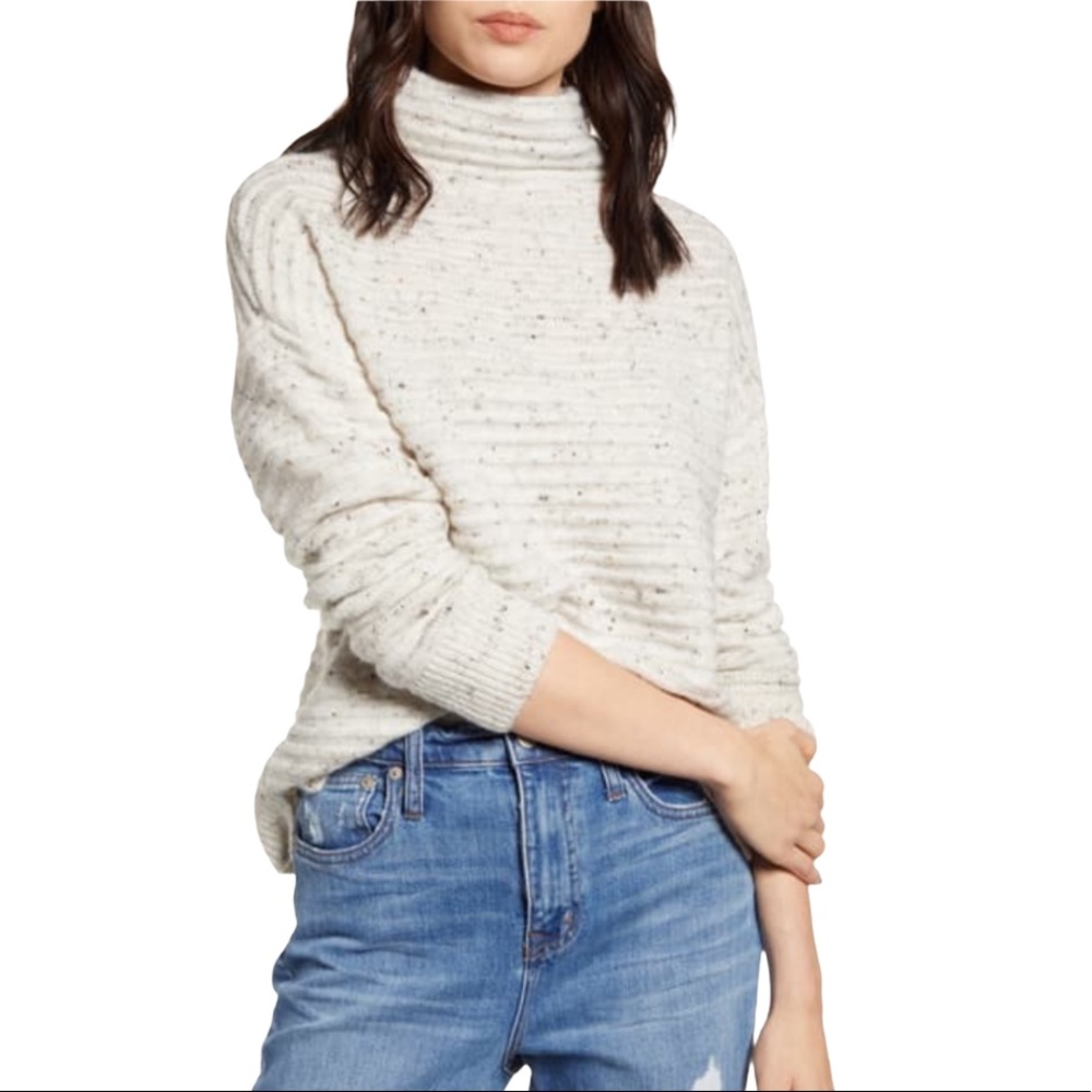Madewell Belmont Donegal Mock Neck Sweater Cream